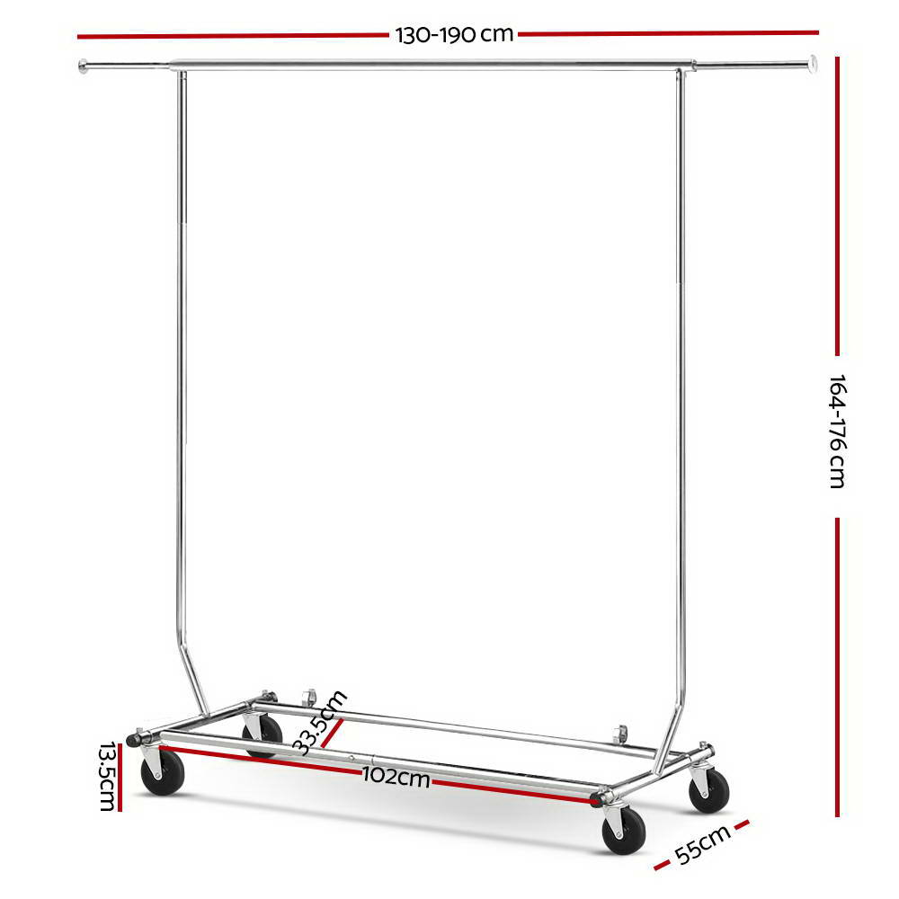 Artiss Clothes Rack Single Rail Coat Stand Adjustable Hanger