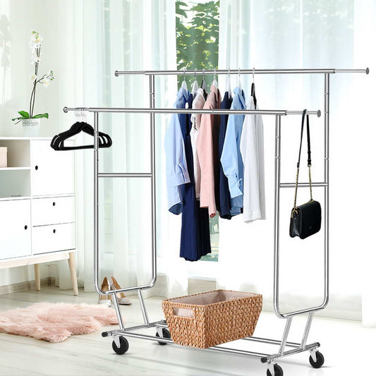 Artiss Double Clothes Rack Rail Coat Stand Adjustable Hanger