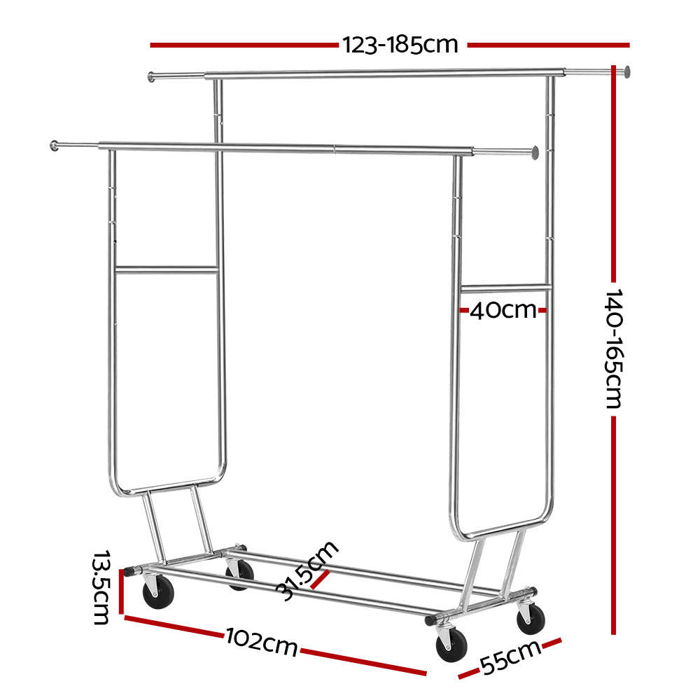 Artiss Double Clothes Rack Rail Coat Stand Adjustable Hanger